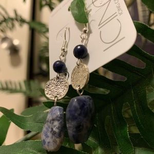 Beautiful navy blue and silver earrings